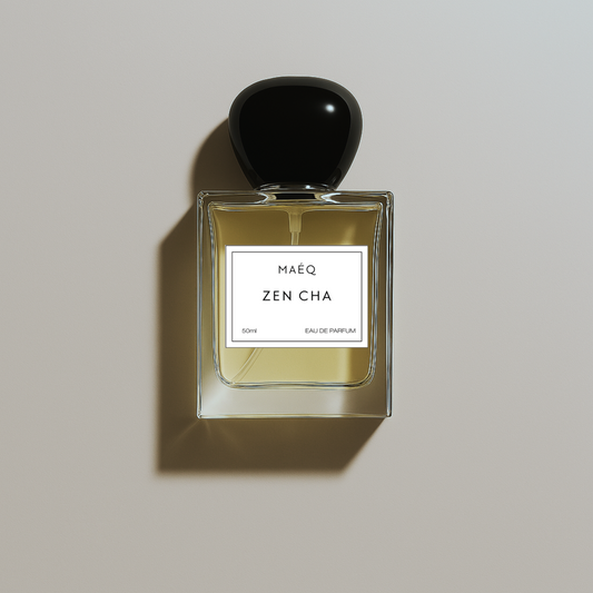 minimal transparent perfume bottle of maeq zen cha